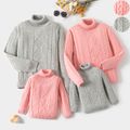 Family Matching Solid Cable Knit Turtleneck Long-sleeve Pullover Sweaters ColorBlock image 1