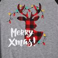 Christmas Reindeer and Letter Print Family Matching Black Raglan Long-sleeve Pajamas Sets (Flame Resistant) Color block image 3