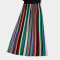 Family Matching Solid Short-sleeve Splicing Multi-color Striped Dresses and Cotton T-shirts Sets COLOREDSTRIPES