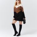 Color Block Ribbed Medium Length Sweater ColorBlock