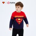 Superman Toddler Boy Colorblock Superman Logo Print  Sweater royalblue
