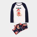 Christmas Sloth and Letters Print Family Matching Long-sleeve Pajamas Sets (Flame Resistant) Dark blue/White/Red image 5