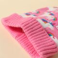 Baby Unicorn Pattern Fur Pompom Knit Beanie Hat Pink
