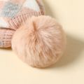 Baby Plaid Gingham Fur Pompom Knit Beanie Hat Pink