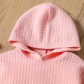 2-piece Toddler Girl Textured Pink Crop Hoodie Sweatshirt and Elasticized Pants Set pink