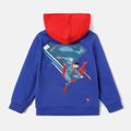 Superman Kids Boy Colorblock  Hooded Allover Sweatshirt BLUEWHITE