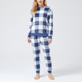 conjunto lounge pijama xadrez de manga comprida Azul image 4