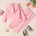 2-piece Toddler Girl Letter Print Pink Hoodie Sweatshirt and Elasticized Pants Set Pink