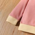 2-piece Toddler Girl Waffle Button Design Sweatshirt and Elasticized Pants Set Pink