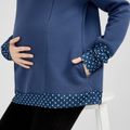 Nursing Polka Dots Panel Long-sleeve Thick Hooded Sweatshirt Dark Blue