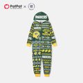 NFL Family Matching GREEN BAY PACKERS Allover Hooded Zip-up Pajamas Onesies blackishgreen