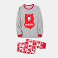 Christmas Bear and Letter Print Snug Fit Family Matching Long-sleeve Pajamas Sets Red
