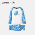 NFL Family Matching LOS Angeles Chargers Team Colorblock Top and Allover Pants Pajamas Sets Sky blue