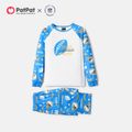NFL Family Matching LOS Angeles Chargers Team Colorblock Top and Allover Pants Pajamas Sets Sky blue