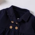 Baby Girl Solid Lapel Double Breasted Long-sleeve Coat Outwear Dark Blue image 3