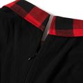 Christmas Red Plaid Family Matching Long-sleeve Lapel Splicing Dresses and Polo Shirts Sets redblack