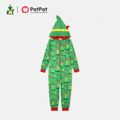 ELF Family Matching Christmas Allover Hooded Zip-up Pajamas Onesies Green