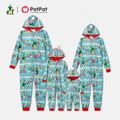 ELF Family Matching Christmas Allover Zip-up Hooded Pajamas Onesies Blue