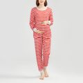 Maternity Red Stripe Long-sleeve Pajama Loungwear Red