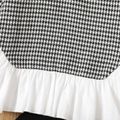 2-piece Toddler Girl Houndstooth Ruffle Hem Splice Long-sleeve Top and Elasticized Flared Pants Set Black