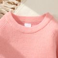 Baby Girl Solid Round Neck Long-sleeve Knitted Pullover Sweater Pink
