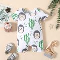 Baby Boy/Girl All Over Hedgehog and Cactus Print Short-sleeve Romper Colorful image 1
