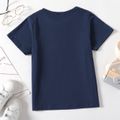 Kid Boy Button Design Stripe/ Dark Blue Short-sleeve Henley Shirt Tibetanblue image 3
