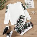 2-piece Kid Boy Letter Camouflage Print Long-sleeve Top and Pants Set White