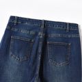 Women Plus Size Basics Button Design Denim Flared Jeans Deep Blue