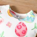 Easter Baby Girl All Over Colorful Eggs Print Ruffle Short-sleeve Jumpsuit Colorful