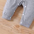 Baby Boy Letter and Number Patch Design Striped/Solid Long-sleeve Jumpsuit Grey