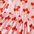 Toddler Girl Ruffled Cherry Print Long-sleeve Dress Pink