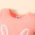 Baby Girl Rabbit Print Short-sleeve Romper Pink image 2