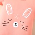 Baby Girl Rabbit Print Short-sleeve Romper Pink