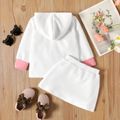 2-piece Toddler Girl Textured White Hoodie Sweatshirt and Bowknot Design Skirt Set White