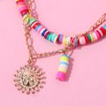 Bohemian Layering Bracelet Colorful Polymer Clay Bracelet for Beach Vacation Color block