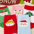 5-pack Baby / Toddler Christmas Striped Print Thick Terry Socks Pink