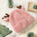 Baby / Toddler / Kid Christmas Antlers Elk Label Warm Knit Beanie Pink