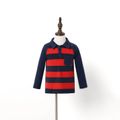 Family Matching Geometric Print Dresses and Stripe Print Polo Shirts Sets redblack