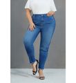 Women Plus Size Basics Colorblock Denim Skinny Jeans Blue