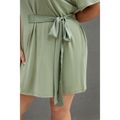 Women Plus Size Elegant Tie Belt Short-sleeve Tee Dress Pale Green