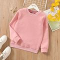 Kid Boy/Kid Girl Casual Textured Solid Color Pullover Sweatshirt Pink
