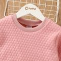 Kid Boy/Kid Girl Casual Textured Solid Color Pullover Sweatshirt Pink