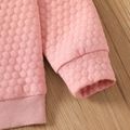 Kid Boy/Kid Girl Casual Textured Solid Color Pullover Sweatshirt Pink image 4