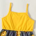 Kid Girl Ruffled Floral Print Splice Cami Dress Yellow