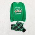 Christmas Gnomes and Letter Print Green Family Matching Long-sleeve Pajamas Sets (Flame Resistant) Green