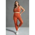 2-piece Women Plus Size Sporty Crop Tank Top and Leggings Yoga Set Caramel