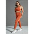 2-piece Women Plus Size Sporty Crop Tank Top and Leggings Yoga Set Caramel