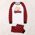 Christmas Car and Letter Print Red Plaid Family Matching Long-sleeve Pajamas Sets (Flame Resistant) Red/White