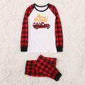 Christmas Car and Letter Print Red Plaid Family Matching Long-sleeve Pajamas Sets (Flame Resistant) Red/White